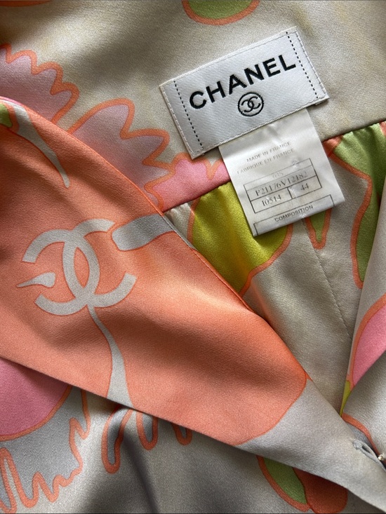 CHANEL Tops - CHANEL Silk Logo Blouse